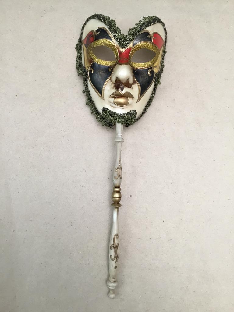 Italiaans Venetiaans masker met houder, Ophalen of Verzenden, Zo goed als nieuw