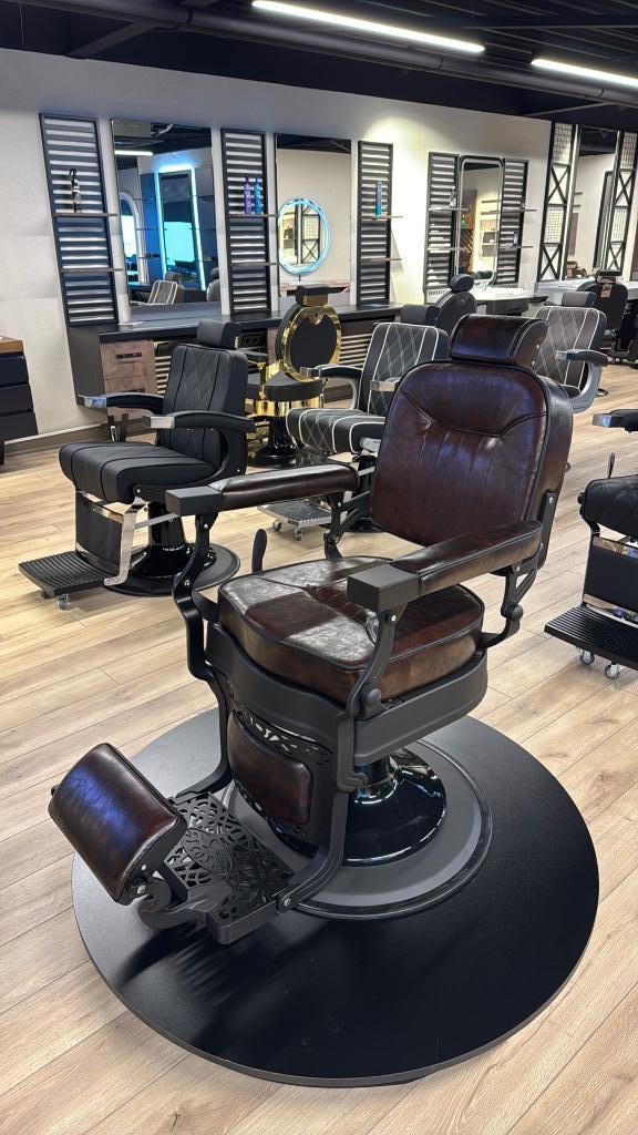 Barberchair barbierstoel bruin comfort herenstoel scheerstoe, Ophalen of Verzenden, Nieuw