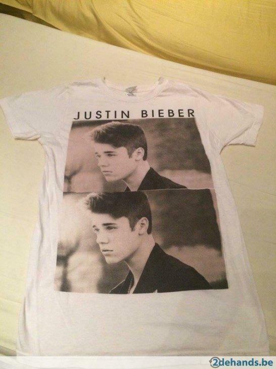 2 Justin Bieber T Shirts, maat XS/S, Enlèvement ou Envoi, Neuf, Taille 36 (S), Blanc