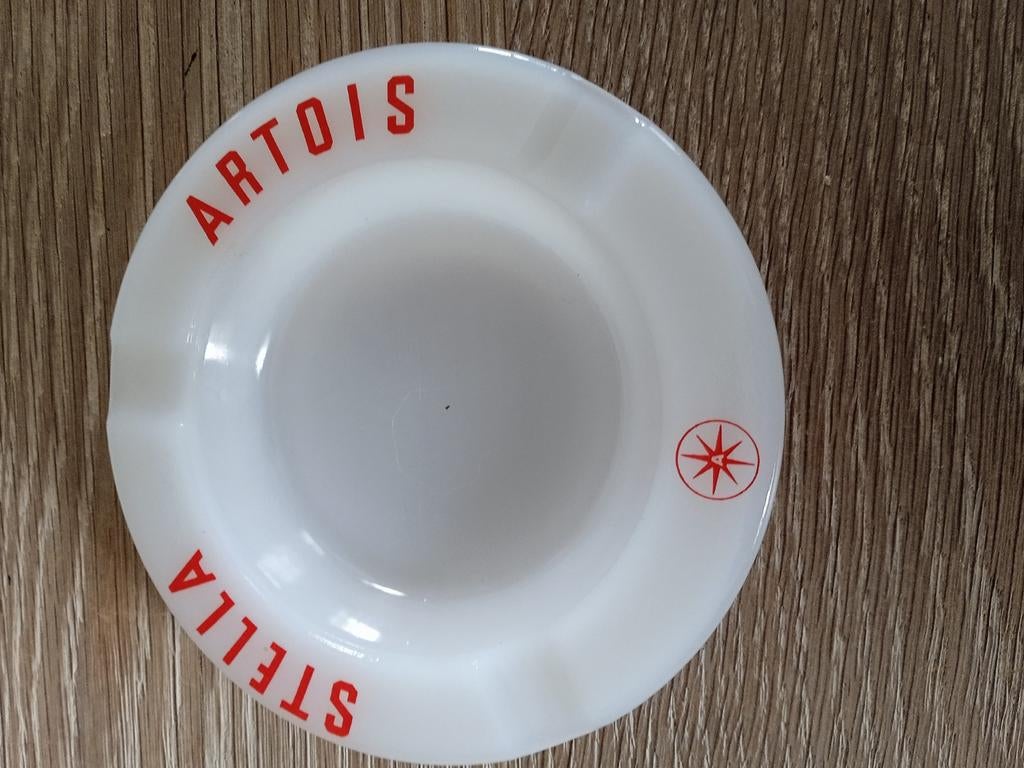 Vintage asbak in melkglas Stella Artois, Ophalen of Verzenden, Zo goed als nieuw