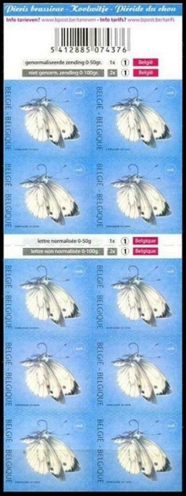B130 Carnet de timbres Papillons 2012, Enlèvement ou Envoi, Timbre-poste, Autocollant