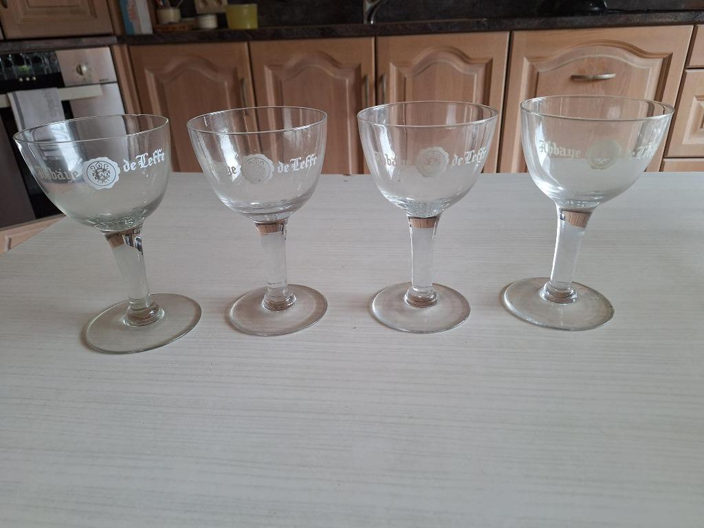 4 oude Leffe glazen, Ophalen, Gebruikt, Bierglas