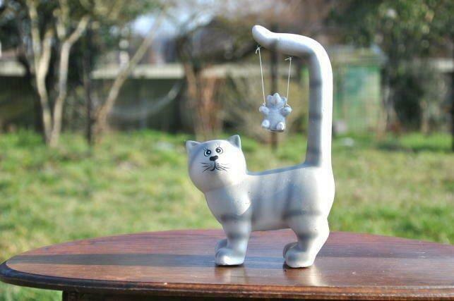 statue faience chat avec son petit, Enlèvement ou Envoi, Utilisé