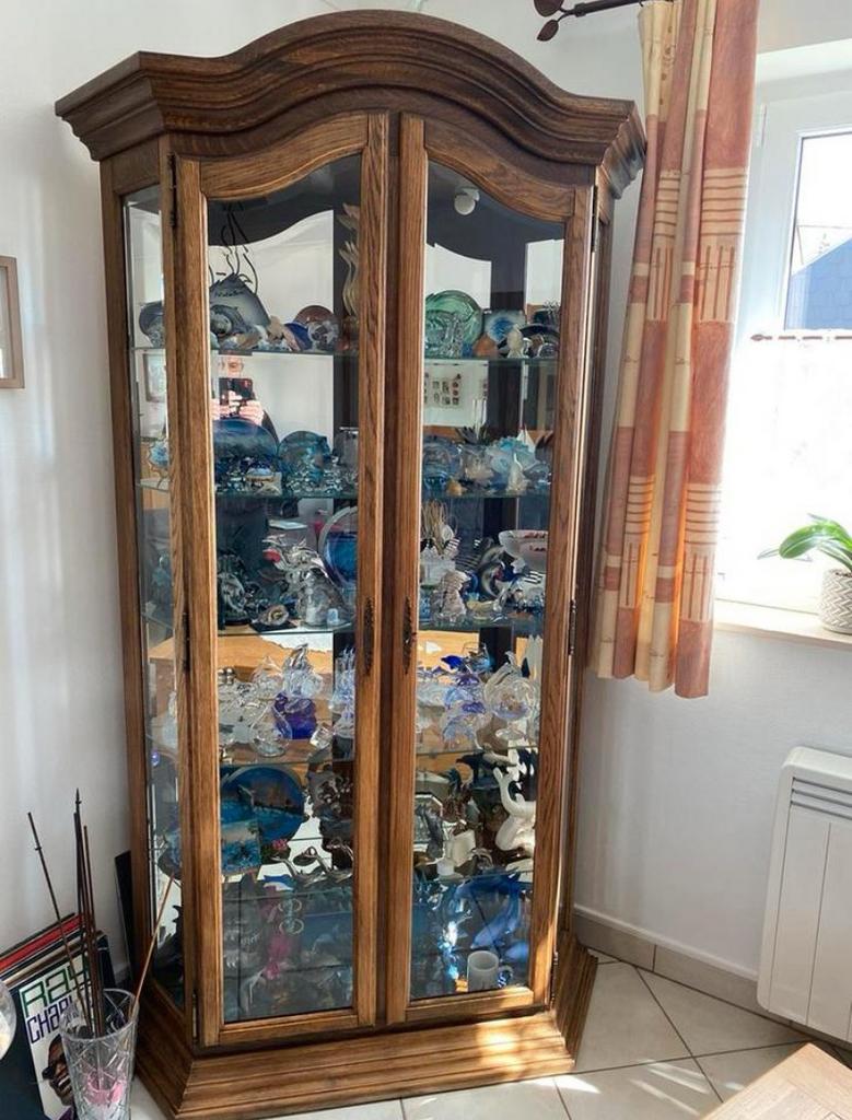 Vitrine en chêne, Ophalen, 100 tot 150 cm, Eikenhout, Zo goed als nieuw