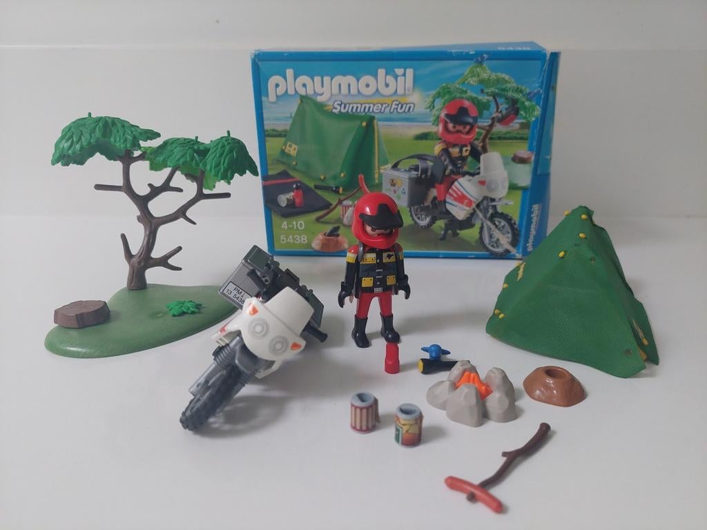 playmobil summer fun 5438 motorrijder met tent, Ophalen, Gebruikt