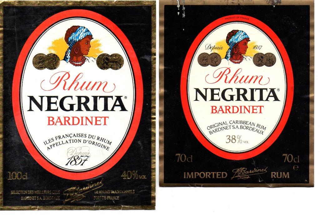 2x etiket rhum rum Negrita Bardinet, Verzamelen, Ophalen of Verzenden, Gebruikt