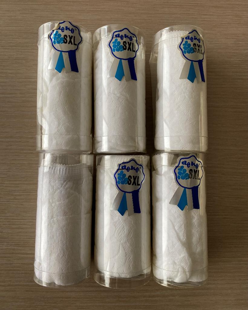 Lot 6 witte kanten slips maat XL - NIEUW, Verzenden, Wit, Slip