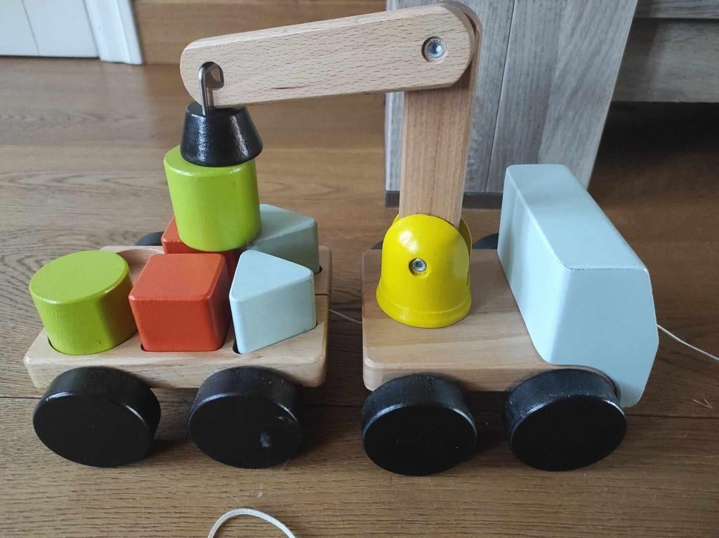 houten speelgoed kraan vrachtwagen, Ophalen of Verzenden