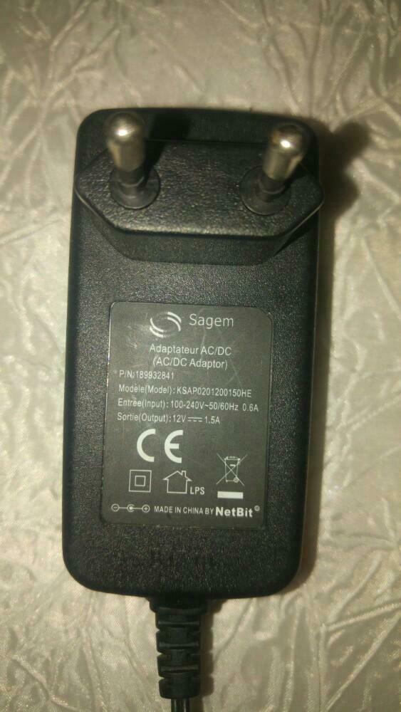 Chargeur Lader Sagem 12v 1,5mAh KSAP0201200150HE, Enlèvement ou Envoi, Comme neuf