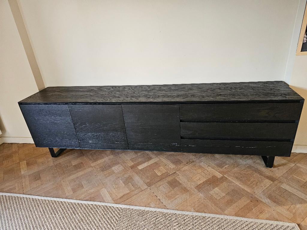 Dressoir zwart - Juntoo, Huis en Inrichting, Kasten | Dressoirs, Gebruikt, 50 tot 100 cm, 50 tot 75 cm, Met lade(s), Met deur(en)