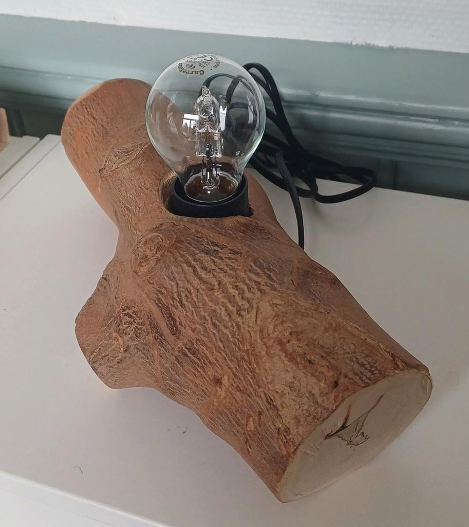 Lampe artisanale en bois de figuier, Enlèvement ou Envoi, Comme neuf, Bois