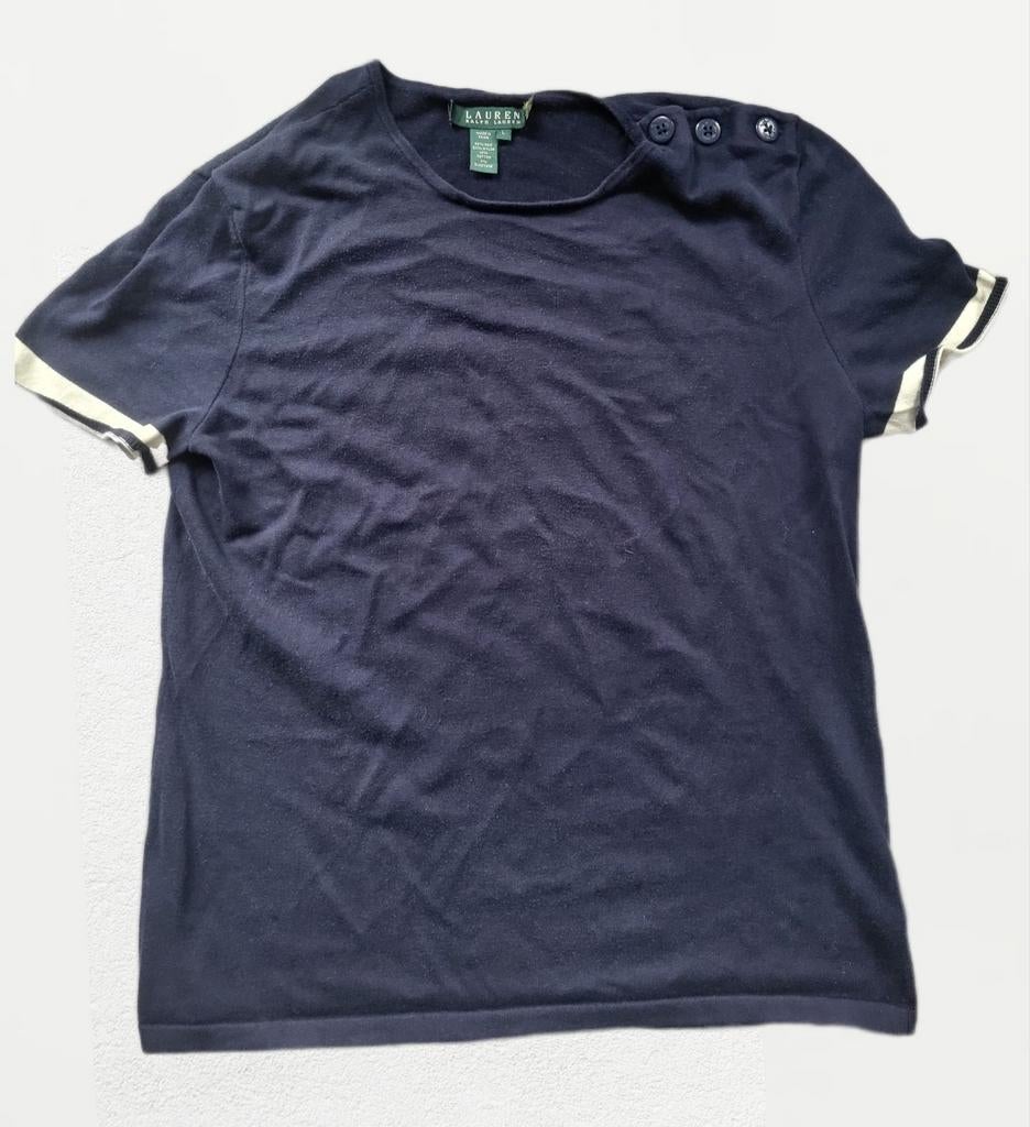 Lauren Ralph Lauren gebreid T-shirt voor dames — marinebl, Kleding | Dames, T-shirts, Blauw, Maat 42/44 (L), Ophalen of Verzenden