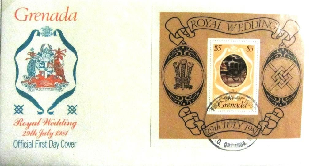 FDC HUWELIJK PRINS CHARLES MET LADY DIANA- GRENADA, Enlèvement ou Envoi, Affranchi, Dynastie