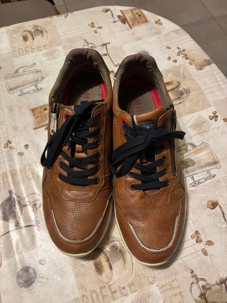 Bruine schoenen met veters en rits, Enlèvement ou Envoi, Chaussures à lacets, Porté, Mustang
