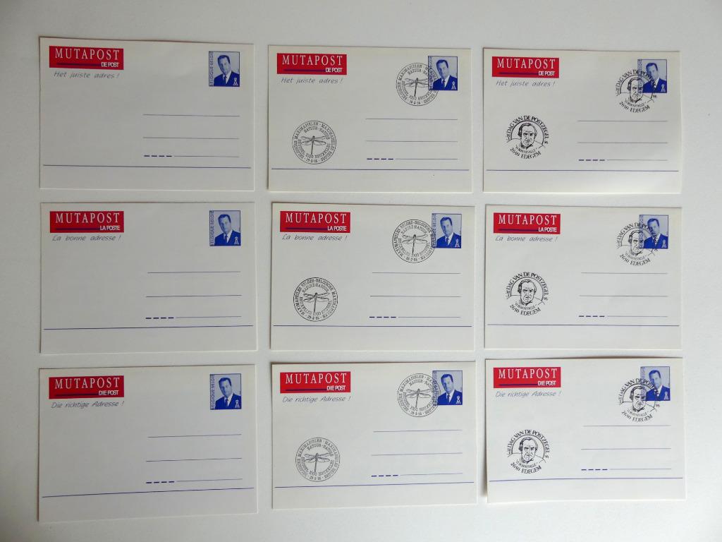 9 Briefkaarten adreswijziging Mutapost NL - FR - D (1996), Ophalen of Verzenden, Met stempel