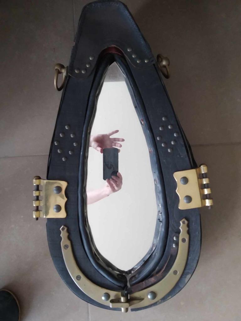 miroir en harnais de cheval ancien, très bon état, Enlèvement, Utilisé, Autres espèces