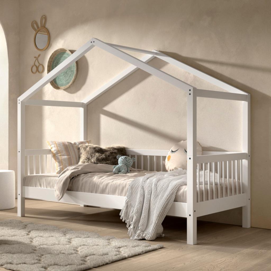 Lit cabane 90x200 en hêtre massif, Enlèvement ou Envoi, Neuf, Autres types