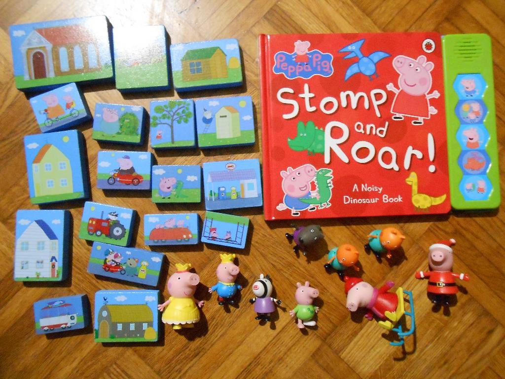 Peppa pig figurines Hasbro, livre sonore, blocs bois EN LOT, Enlèvement, Utilisé
