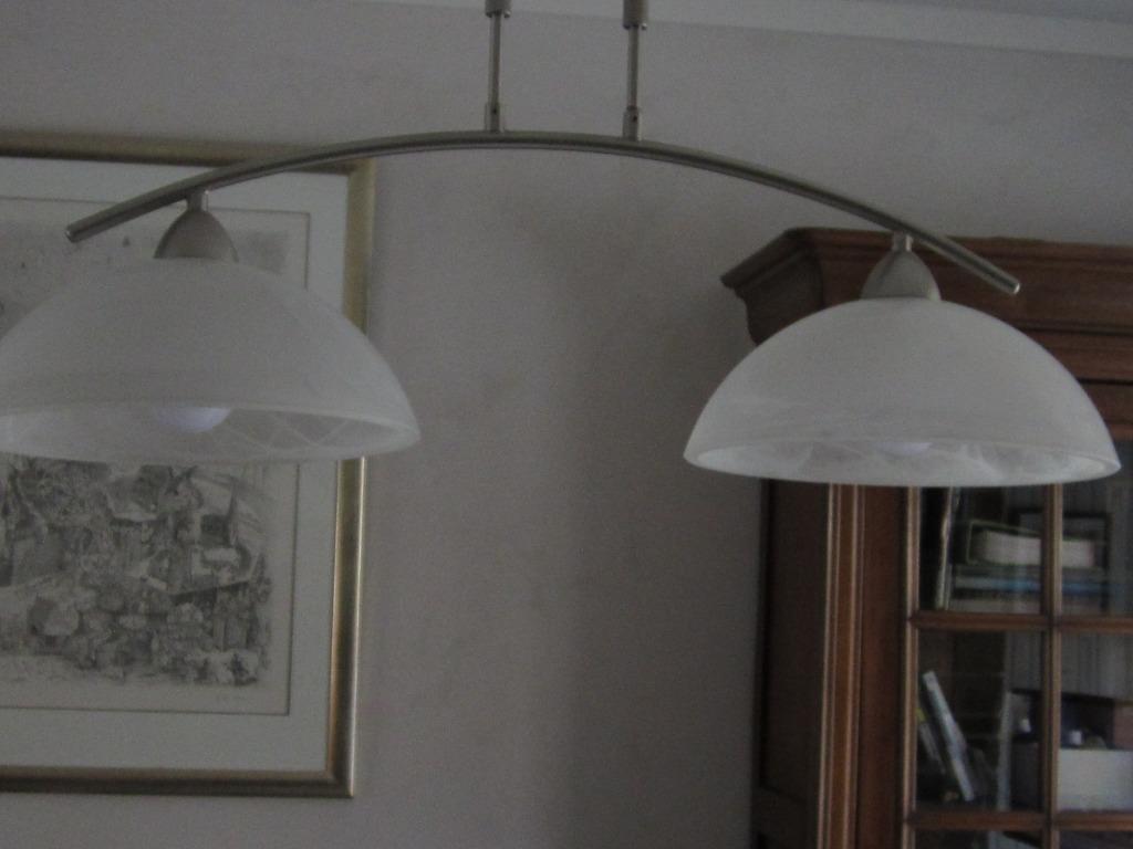 2 lustres alu brossé et verre, Enlèvement, Utilisé, Verre
