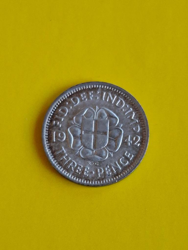 1942 Angleterre 3 pence en argent George VI, Envoi, Autres pays, Monnaie en vrac, Argent