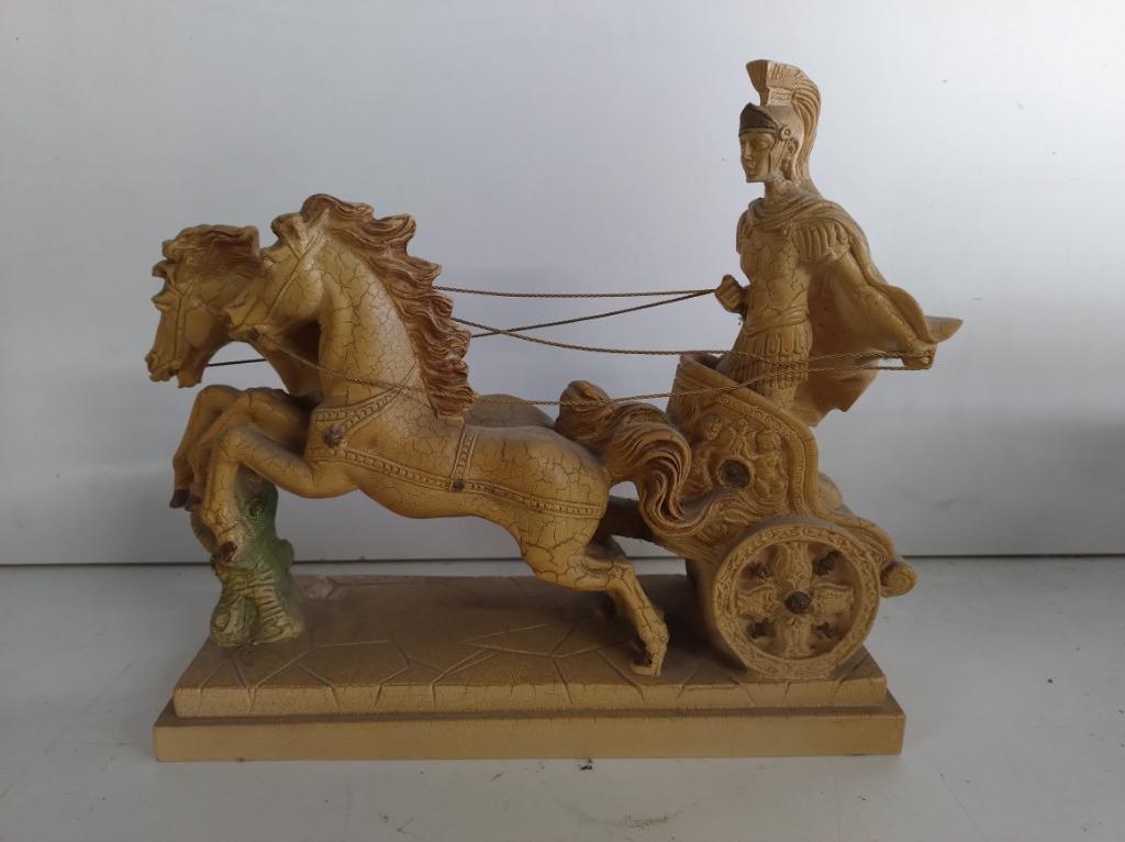 Beeld Ben Hur op strijdwagen met 2 paarden, Antiquités & Art, Enlèvement ou Envoi