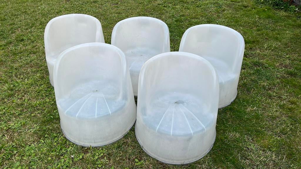 Lot de 5 salons de jardin empilables en plastique, Jardin & Terrasse, Enlèvement, Utilisé, Synthétique, Empilable