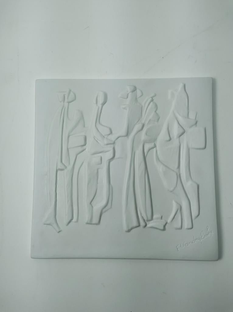 Fernand Vanderplancke witte tegel, Antiek en Kunst, Kunst | Beelden en Houtsnijwerken, Ophalen of Verzenden