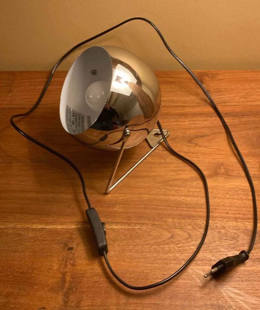 Vintage space age eye ball Chrome lamp, Ophalen, Zo goed als nieuw, Metaal