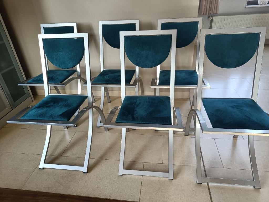 eetkamerstoel design, Ophalen, Gebruikt, Blauw, Design