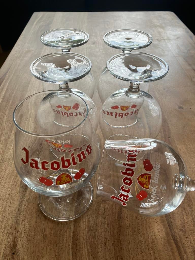 Glazen Jacobins kriek - set van 6, Ophalen, Zo goed als nieuw, Bierglas