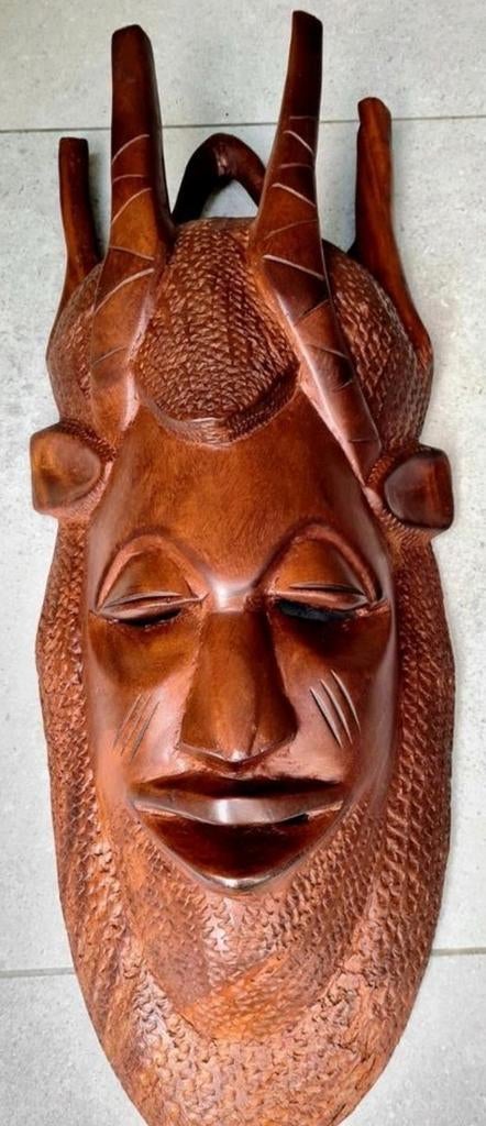 Vintage Afrikaans Masker met muurbevestiging, Ophalen of Verzenden