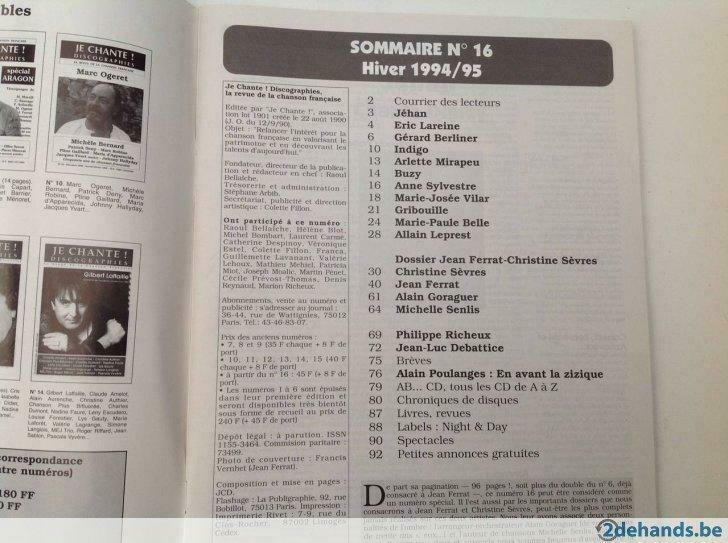 Frans magazine Je Chante! Special Jean Ferrat gesigneerd, Enlèvement ou Envoi, Comme neuf