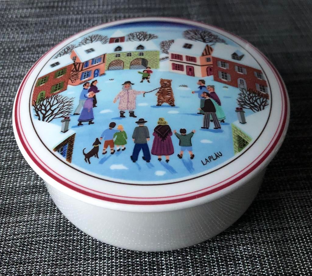 Boîte Villeroy & Boch Naif Noël avec housse, 13 cm, Enlèvement ou Envoi, Comme neuf, Porcelaine