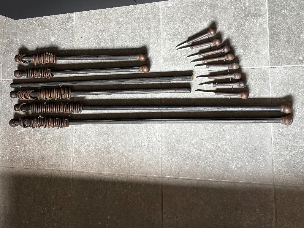 lot de tringles à rideaux en bois + anneaux, Enlèvement, Utilisé