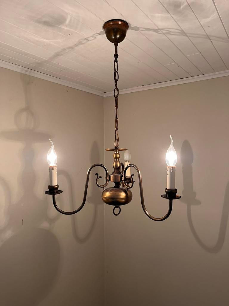 Vlaamse luster 3 lampen, Ophalen, Zo goed als nieuw