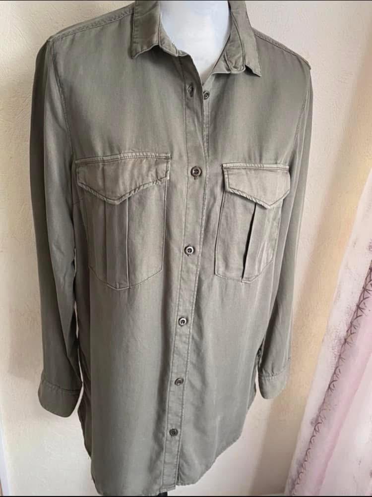 Soepel hemd in kaki en denim, maat 38, Maat 38/40 (M), Zo goed als nieuw, Groen, &DENIM