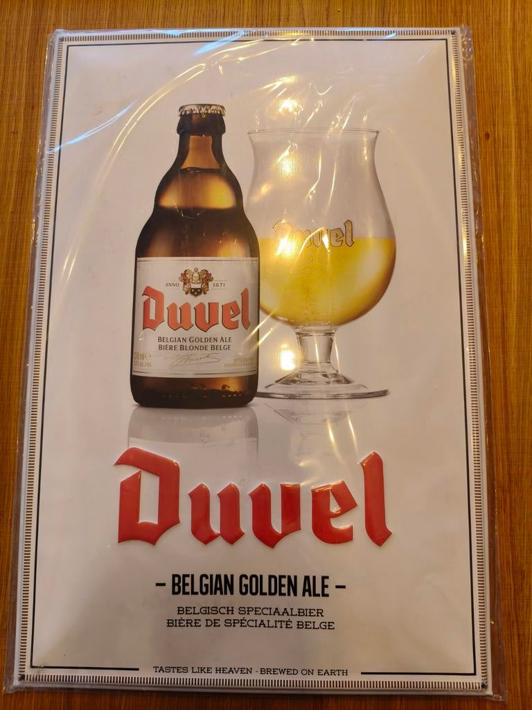 Metalen bord duvel, Verzamelen, Biermerken, Ophalen of Verzenden, Duvel
