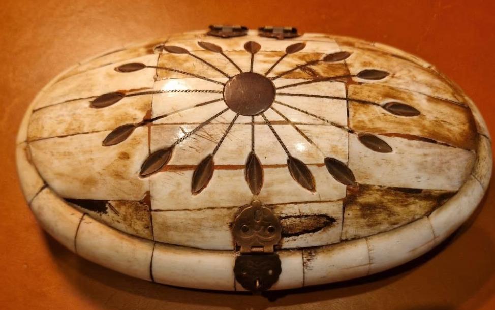 Antieke uit Gesneden Bot Juwelendoos, Antiek en Kunst, Ophalen of Verzenden