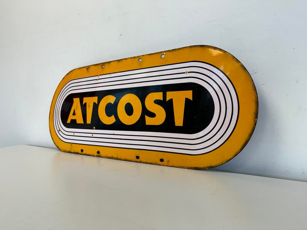 Enseigne publicitaire émaillée ATCOST, Enlèvement ou Envoi, Utilisé, Panneau publicitaire