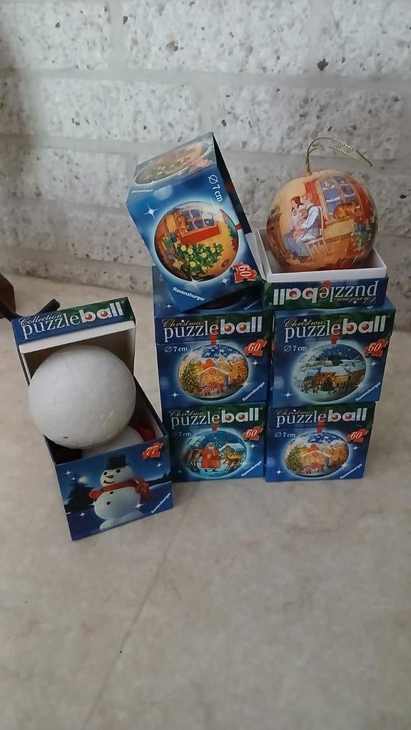 Puzzle ball puzzel kerst ballen + sneeuwmannetje, Ophalen of Verzenden, Zo goed als nieuw