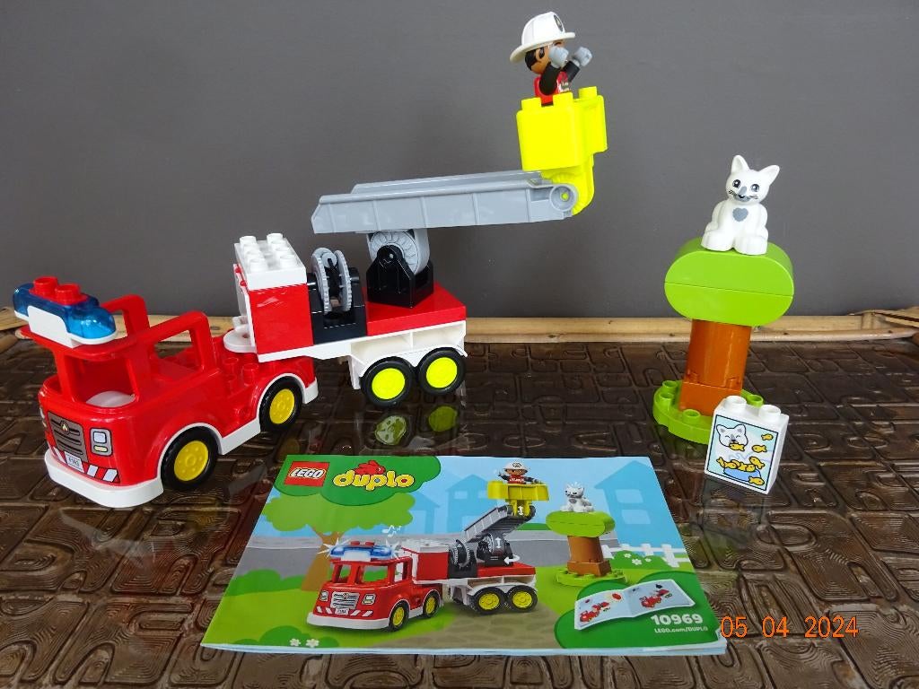 DUPLO 10969 Town Brandweerauto met dierenfiguur*VOLLEDIG*, Ophalen of Verzenden, Complete set, Duplo
