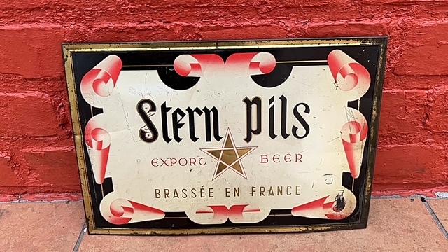 oud Blikken reclame bord Stern Pils, Verzamelen, Merken en Reclamevoorwerpen, Ophalen