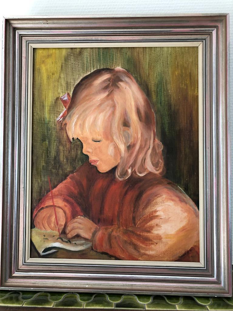 Schilderij meisje, Antiek en Kunst, Ophalen