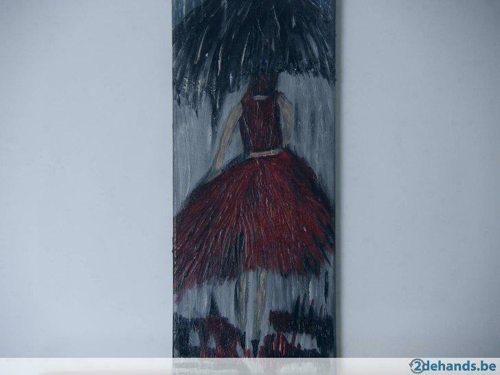 Esther, Lady in red, Antiek en Kunst, Kunst | Schilderijen | Modern, Ophalen