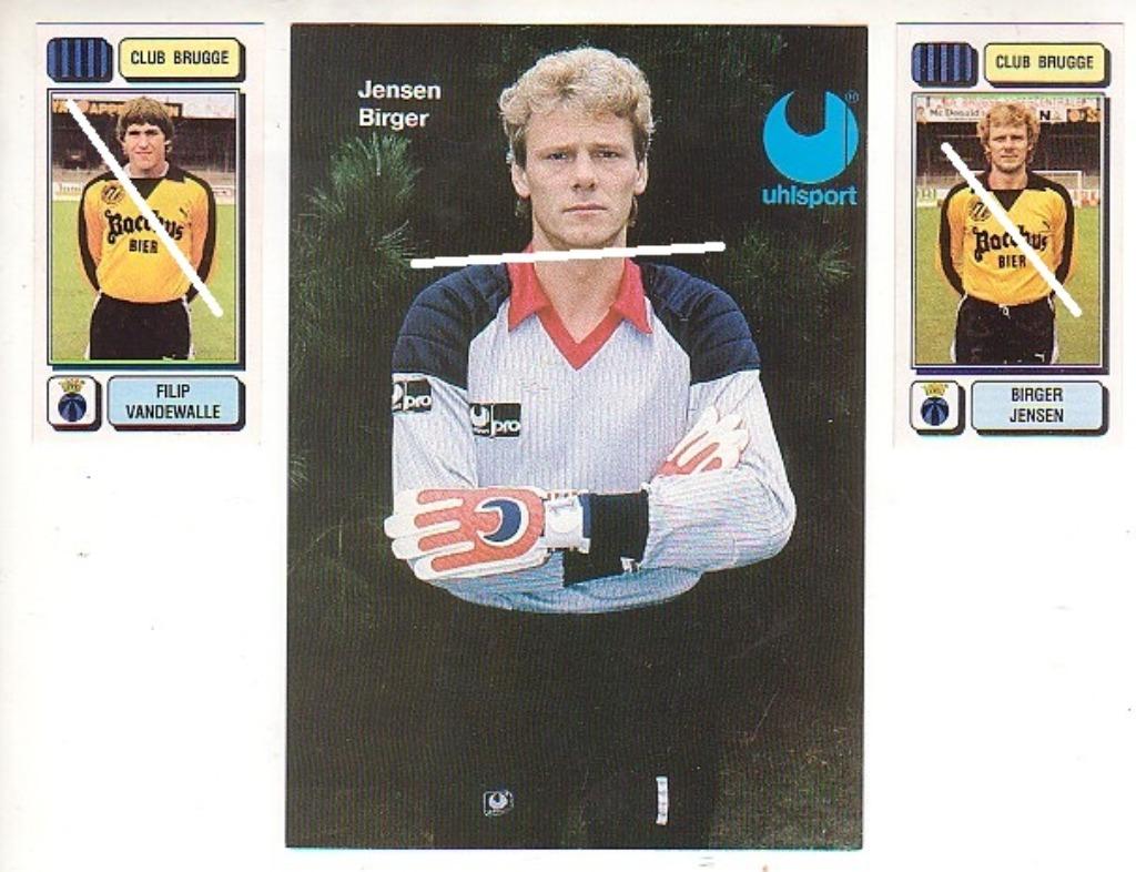B. Jensen + F. Van de Walle/Autocollants + photo Club Brugge, Envoi, Utilisé, Cartes de joueur