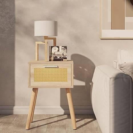 Set van 2 bohemien rotan nachtkastjes | GRATIS LEVERING, -, Verzenden, -, Nieuw