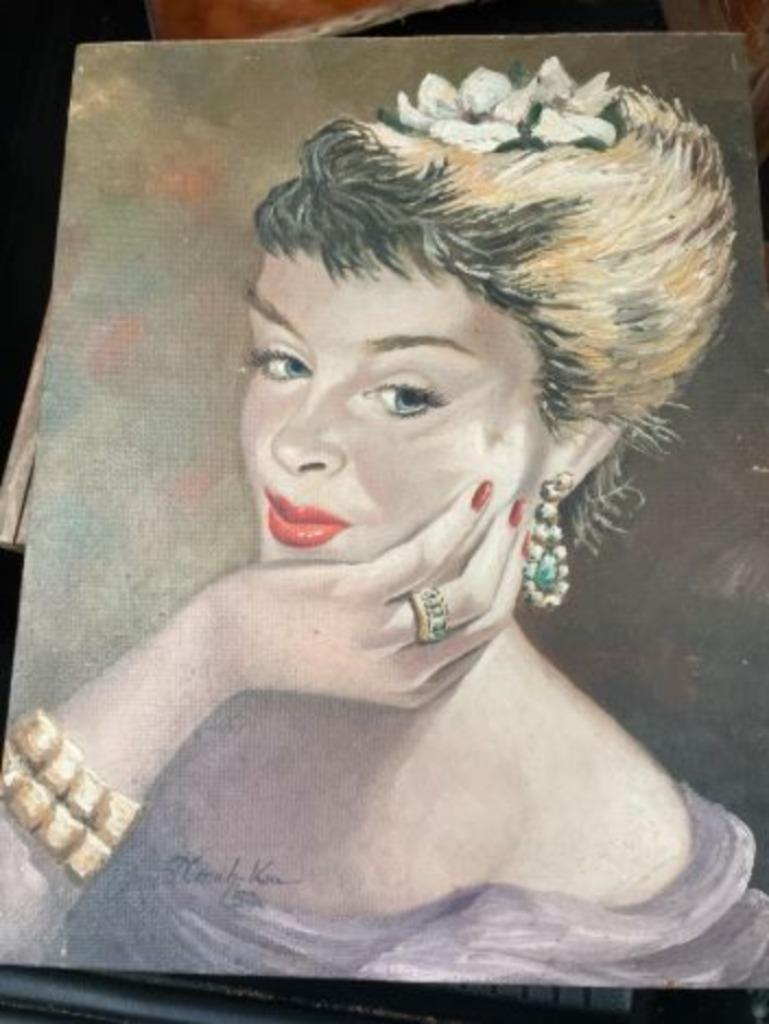 vintage portret op unalit 50er jaren, Ophalen, Huis en Inrichting