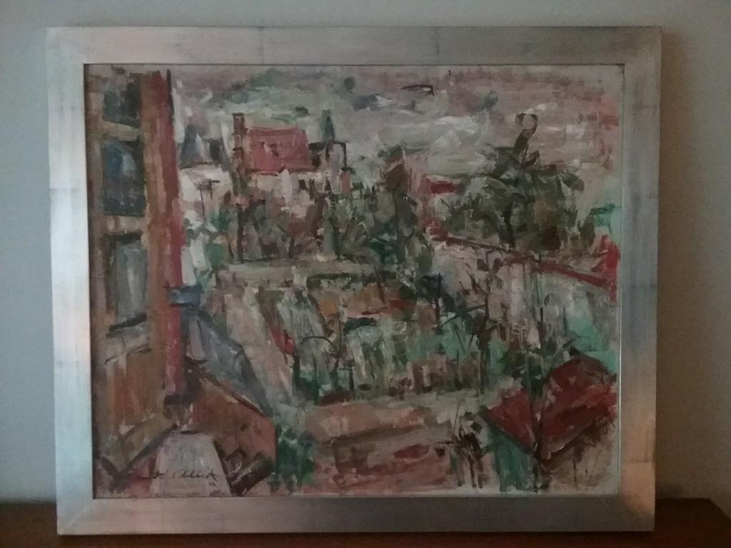 Albert Ernest  Zicht op tuin, Antiek en Kunst, Kunst | Schilderijen | Abstract, Ophalen of Verzenden