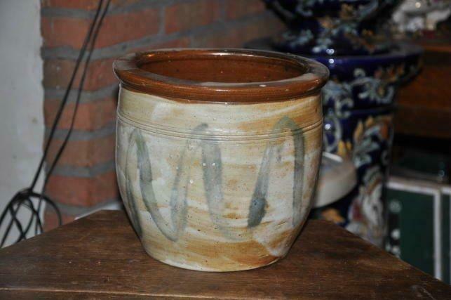 cache pot en grès decor en zig zag, Antiquités & Art, Antiquités | Céramique & Poterie, Enlèvement ou Envoi