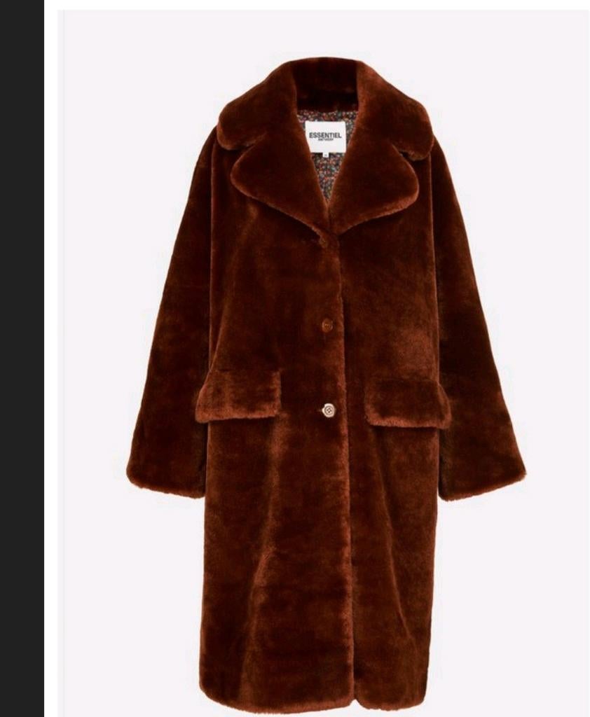Jas Faux fur van Essentiel antwerp, Enlèvement ou Envoi, Taille 36 (S), Comme neuf, Brun